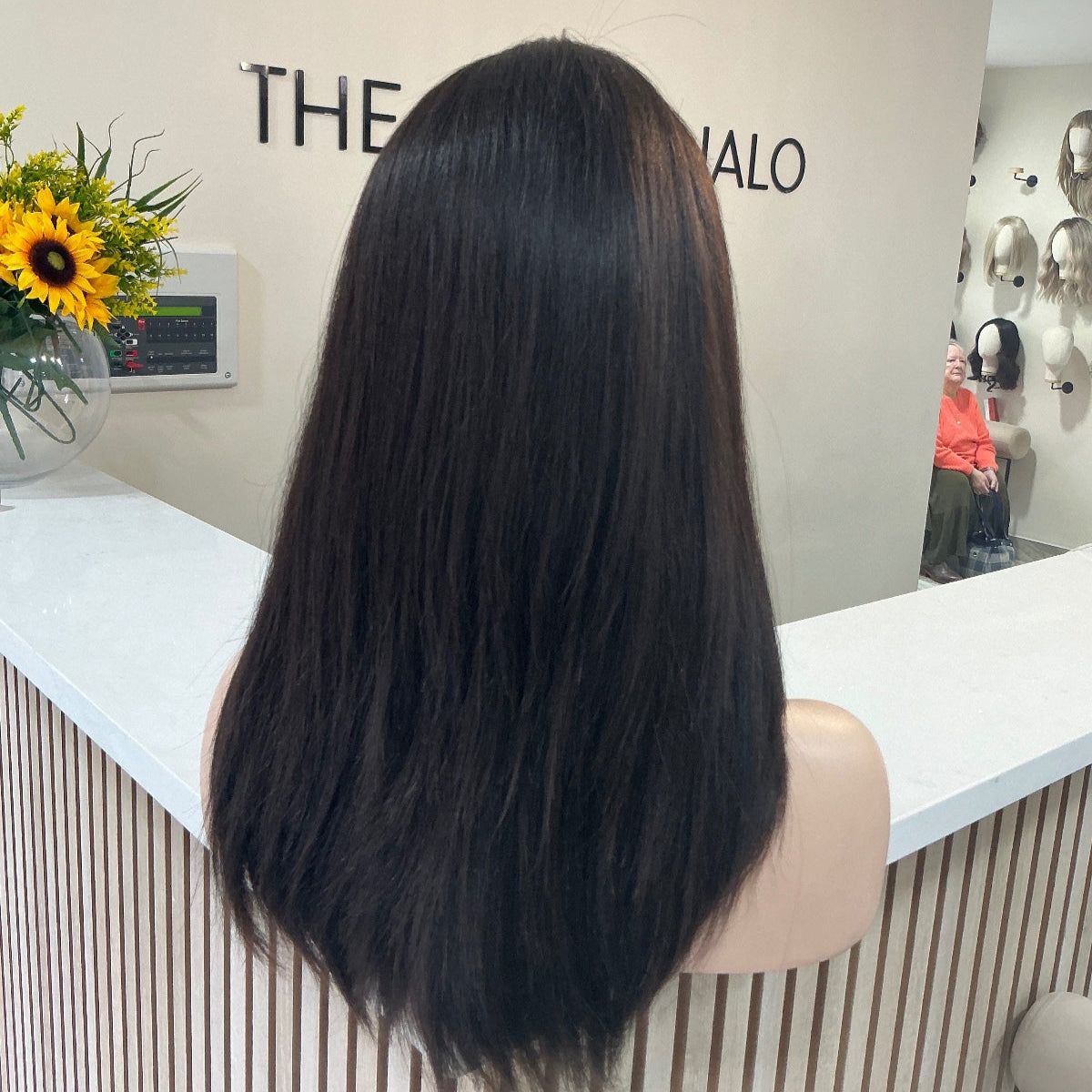 Warm Dark brown layered Size large | human hair | lace front | 18 inch