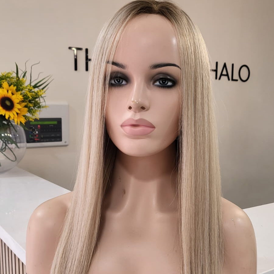 Iced Blonde Vanilla | Full hand knotted human hair wig | 20 inch